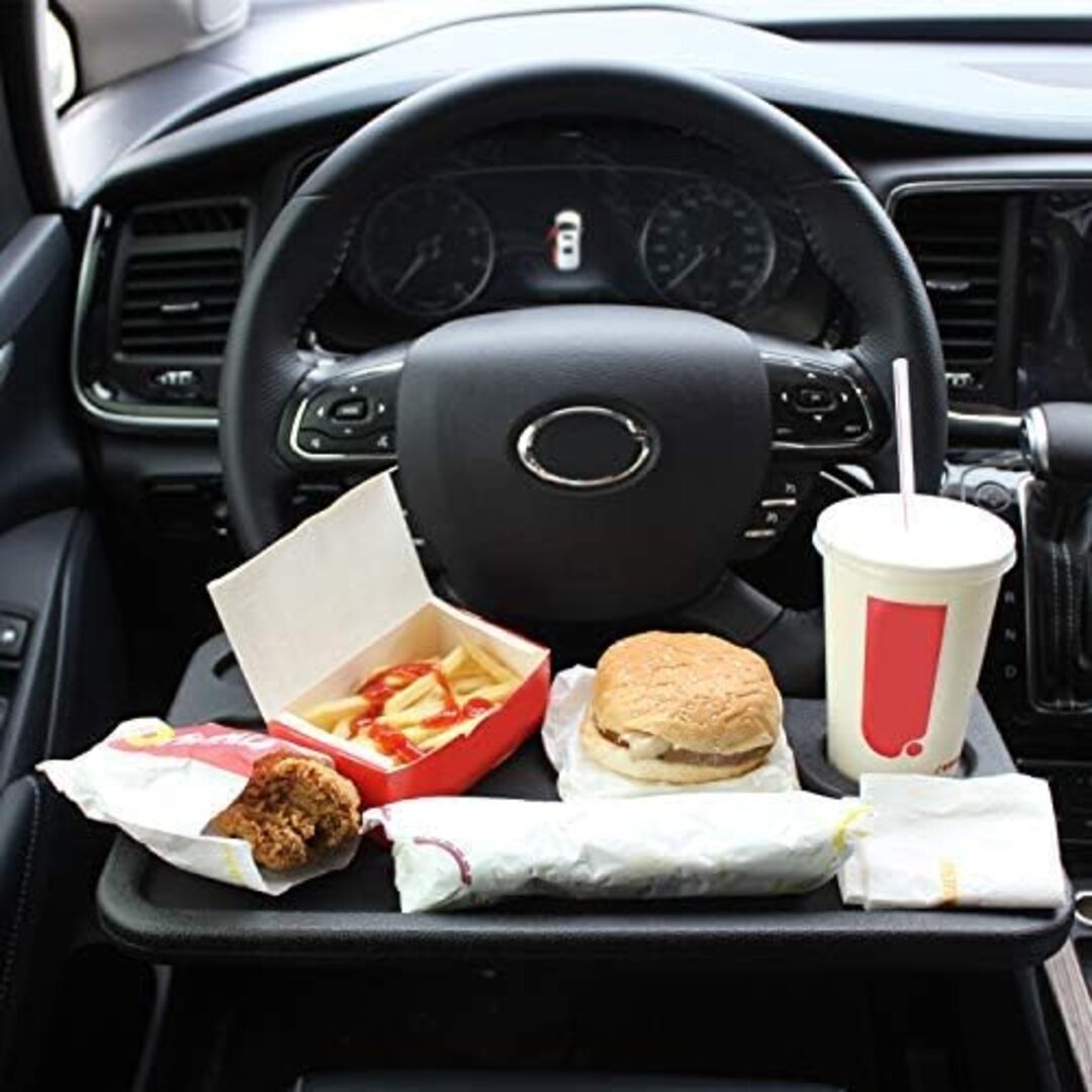 1 Pc Universal Portable Car Steering Wheel Desk Table, Multi-function Steering Wheel Double-sided Trays In ABS Material