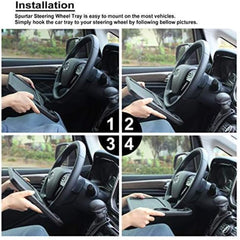 1 Pc Universal Portable Car Steering Wheel Desk Table, Multi-function Steering Wheel Double-sided Trays In ABS Material