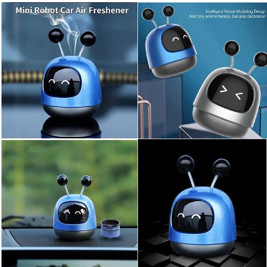 1 Pc Universal Robot Style Car Air Freshener Diffuser, Car Interior Smart Aroma Diffuser Robot(Blue)