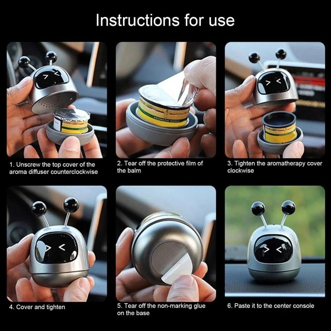 1 Pc Universal Robot Style Car Air Freshener Diffuser, Car Interior Smart Aroma Diffuser Robot(Grey)