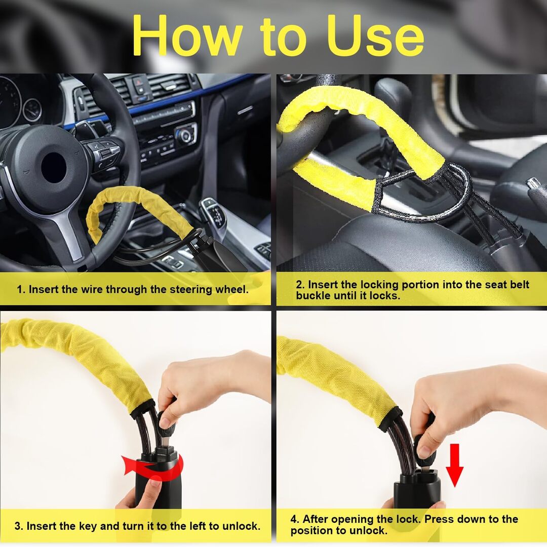 1 Pc Universal Steering Wheel Security Lock For Car Security With Keys