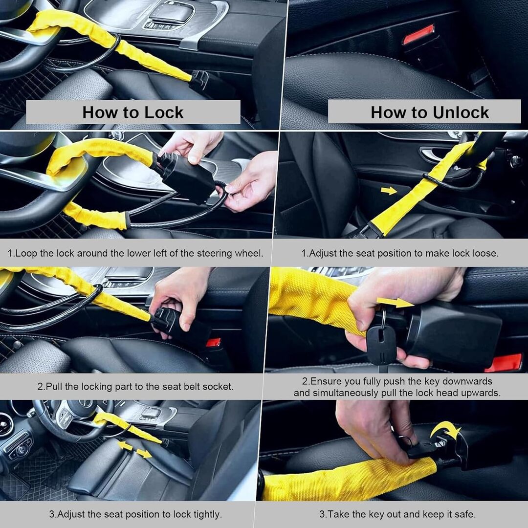 1 Pc Universal Steering Wheel Security Lock For Car Security With Keys
