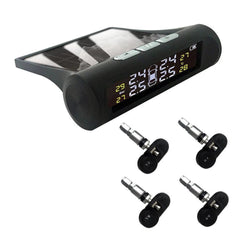 1 Pc Universal TPMS Tire Pressure Monitoring System With Parking Solar Charging LCD Display Screen 4 Tyre Pressure Sensors