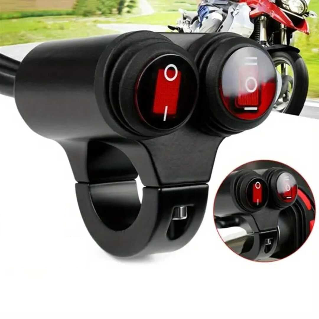 1 Pc Double Switch Combination with Handlebar Dual Button CNC Metal Motorcycle Handle Switch For Motorcycle, Scotty