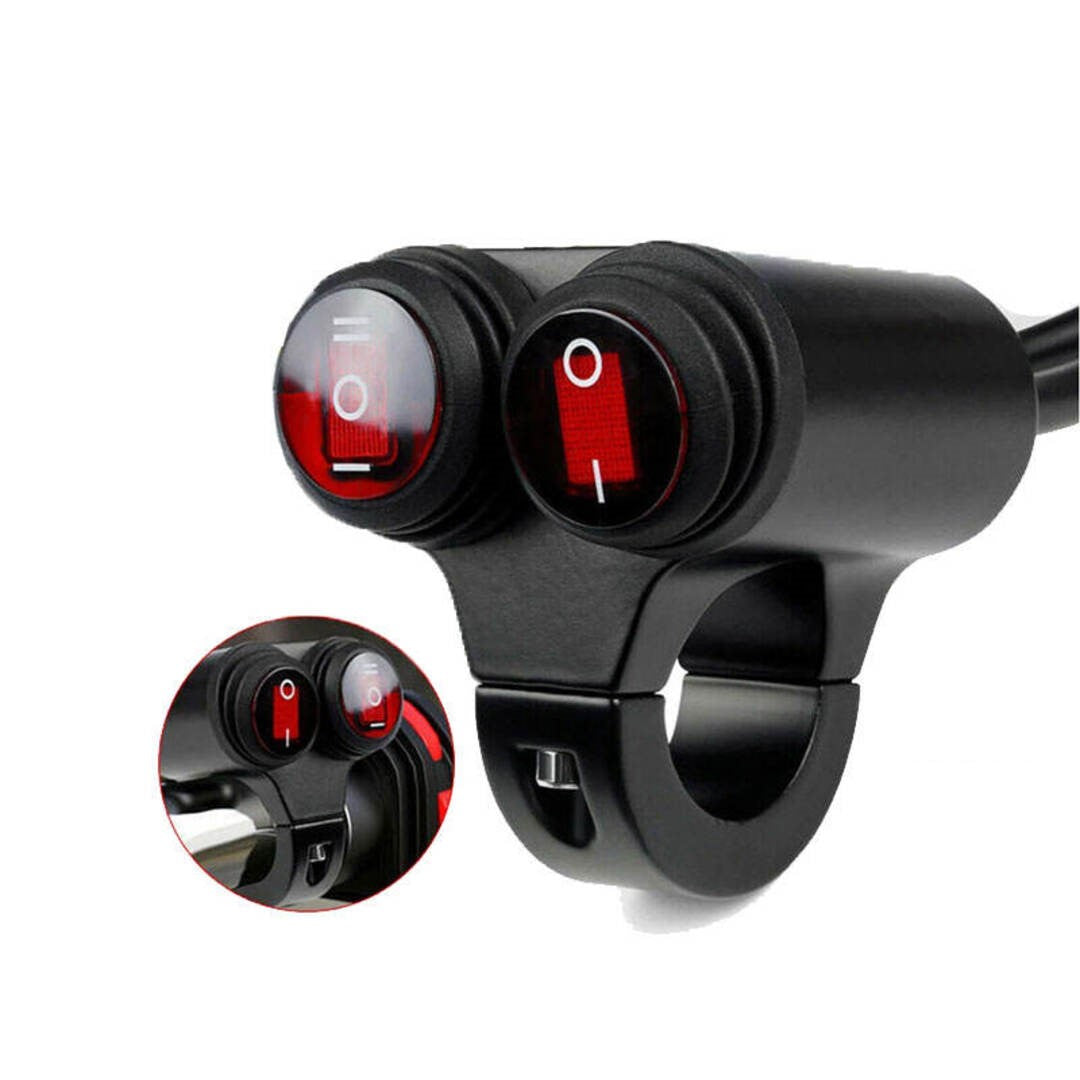 1 Pc Double Switch Combination with Handlebar Dual Button CNC Metal Motorcycle Handle Switch For Motorcycle, Scotty