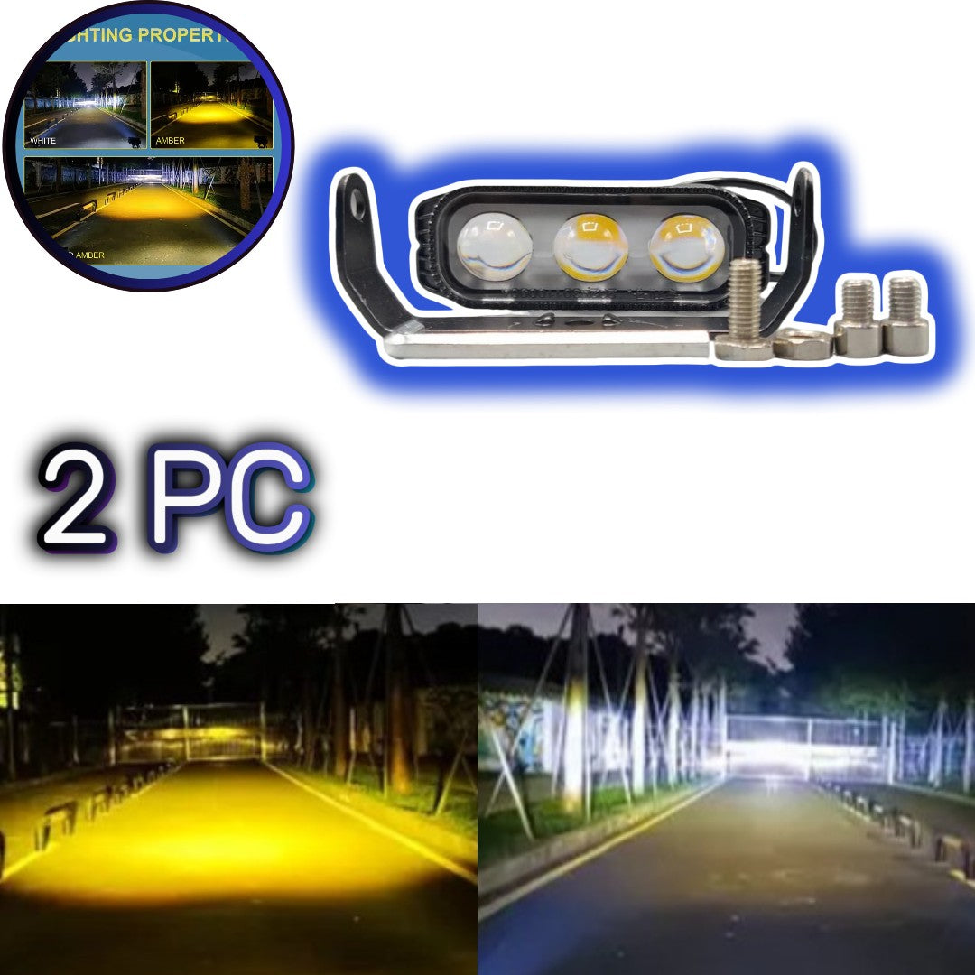 2 Pcs Set HJG 3 Lens Metal body Projector Light Yellow - White Beam Fog Lights