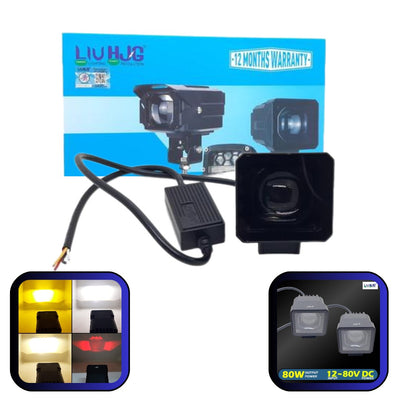 1 Pc HJG 80W Screwless LED Pod Light in Dual Color With Devil Eye Function