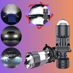 1 Pc HJG T9 Pro LED Headlight Bulbs with Mini Projector Lens Hi-Lo H4 Projector Lens