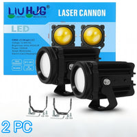 2 Pcs Set HJG Universal 120W LZ60 Pro Super Bright LED Laser Fog Light Waterproof Fog Light 12V DC High Low Beam Yellow & White Light