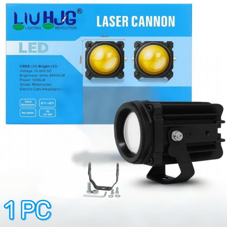 1 Pc HJG Universal 120W LZ60 Pro Super Bright LED Laser Fog Light Waterproof Fog Light 12V DC High Low Beam Yellow & White Light