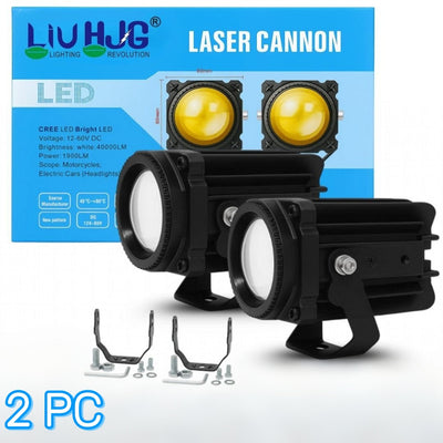 2 Pcs Set HJG Universal 120W LZ60 Pro Super Bright LED Laser Fog Light Waterproof Fog Light 12V DC High Low Beam Yellow & White Light