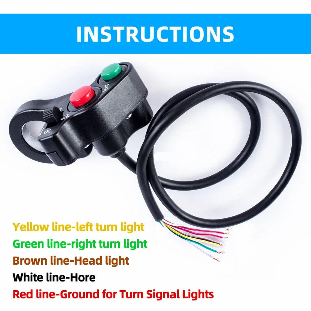1 Pc Handlebar Light Horn On Off Single Indicator Switch