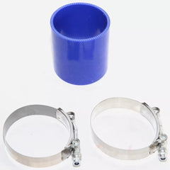 1 Pc Universal Cold Air Intake Open Turbo Aluminum Velocity Stack With Silicon Pipe For Car (Blue)