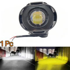 1 Pc Universal Economy Series Single Lens Round Shape Plastic Body Spotlight Headlight Lens Yellow-White Beam Fog Lights