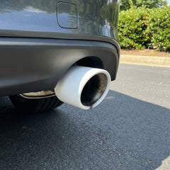 1 Pc Universal White Coated Car Exhaust Tip In Premium Quality (Small)