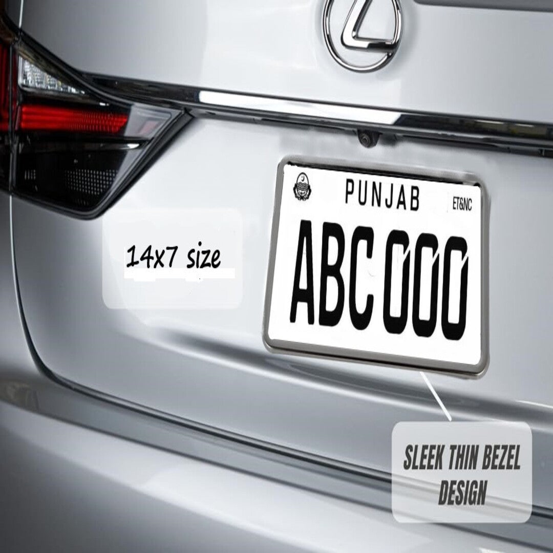 Universal Stainless Steel Metal Number Plate 2 Pcs Set (Large)