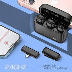 2-in-1 Wireless Microphone Noise Reduction Mic with Charging Case For Video Recording In Premium Quality