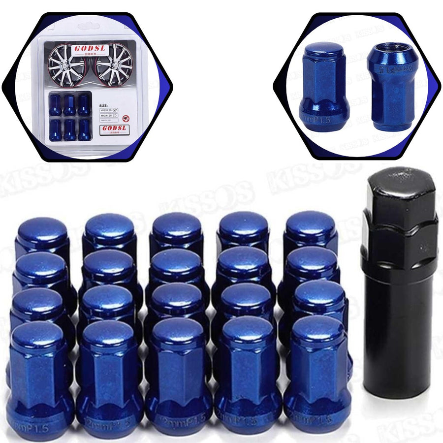 20 Pc Set Universal Spline 1.5 Lug Nut For Cars In Premium Quality (Blue)
