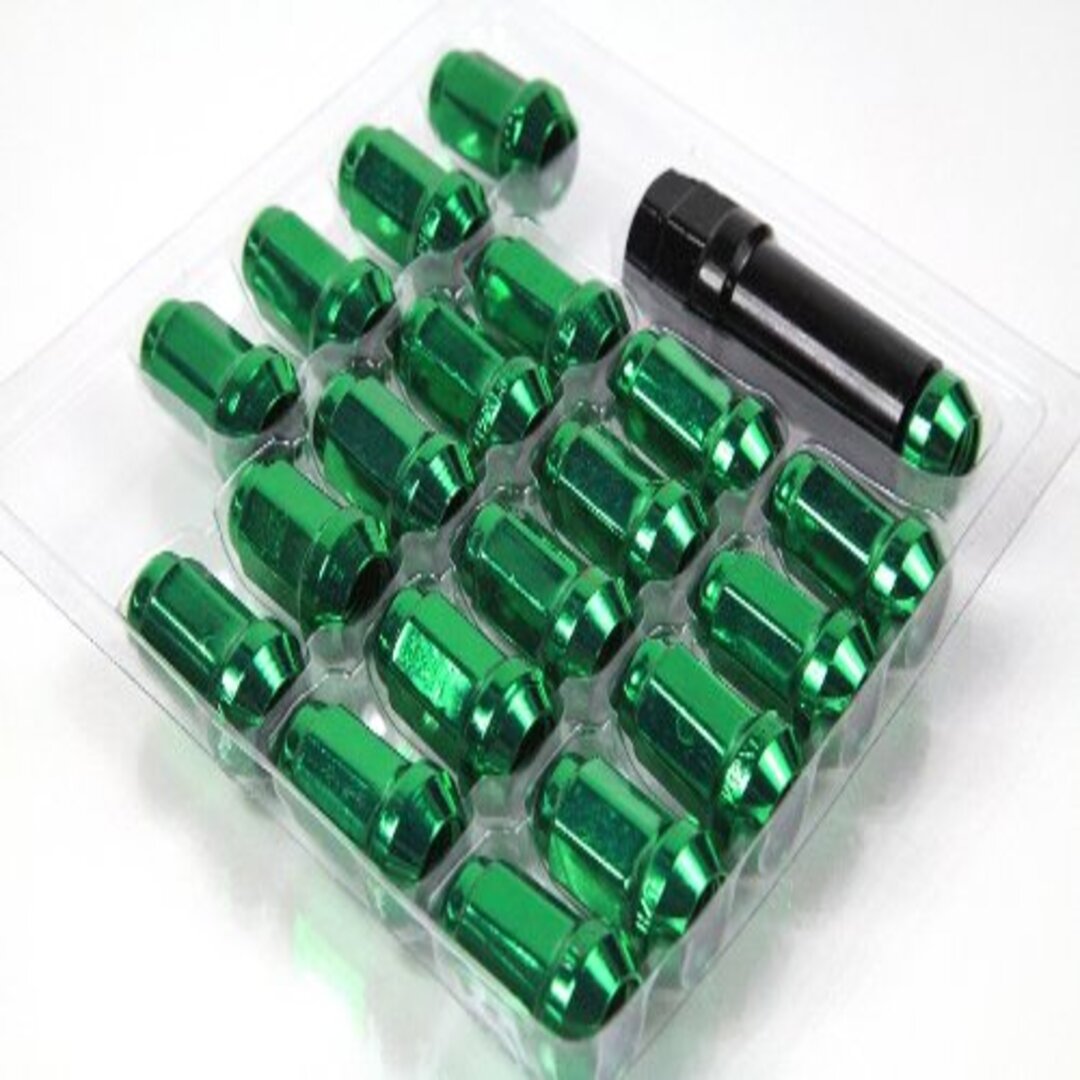 20 Pc Set Universal Spline 1.5 Lug Nut For Cars In Premium Quality (Green)