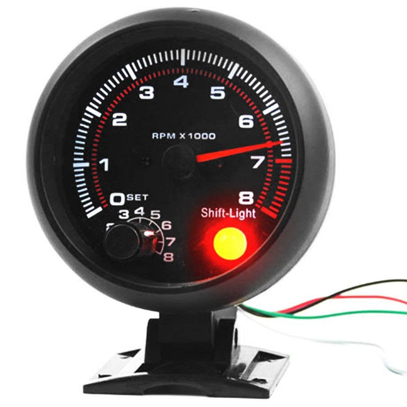 Universal 3.75 inch 12V White LED RPM Meter with Red Shift Light for Auto Gasoline Car