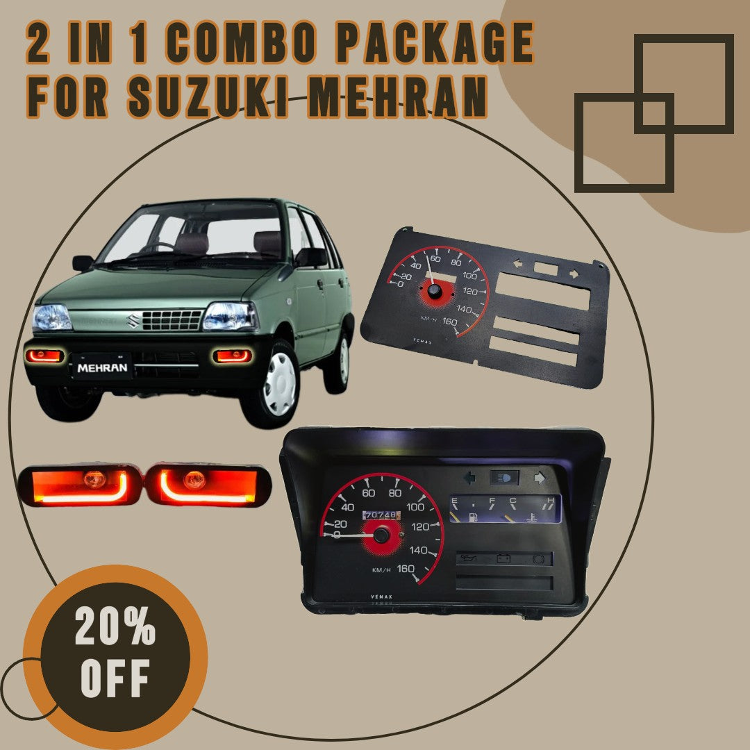 2 IN 1 Combo Package For Suzuki Mehran Premium Quality Mehran Bumper Light & Mehran Meter Panel
