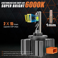 2 Pc Set GMKA D Series D1S LED Headlight Bulb 85W Replace HID Xenon White Conversion Kit