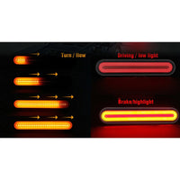 2 Pcs 3in1 LED Tail Light DRL Running Light Rear Brake Lamp Turn Signal Lamp