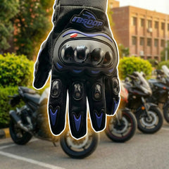 Summer Gloves Motorbike Gloves Touch Screen Function Full Finger Gloves (Blue)