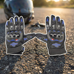 Summer Gloves Motorbike Gloves Touch Screen Function Full Finger Gloves (Blue)