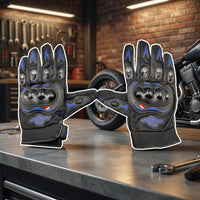 Summer Gloves Motorbike Gloves Touch Screen Function Full Finger Gloves (Blue)