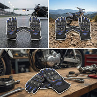 Summer Gloves Motorbike Gloves Touch Screen Function Full Finger Gloves (Blue)