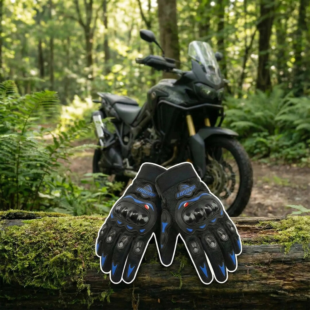 Summer Gloves Motorbike Gloves Touch Screen Function Full Finger Gloves (Blue)