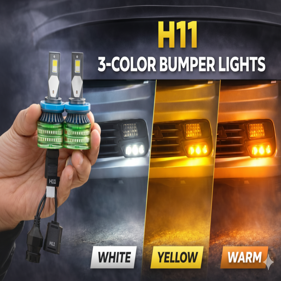 2 Pcs Set GMKA Led Bumper Light 35W H11 Fitting with Three color