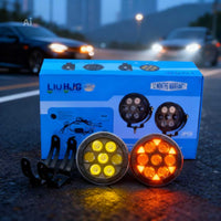 2 Pcs Set HJG 5 SMD Floodlight 2 Len Projector 100 Watt Cree SMD With Yellow DRL And Harness Wiring Bar Light