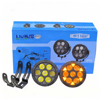 2 Pcs Set HJG 5 SMD Floodlight 2 Len Projector 100 Watt Cree SMD With Yellow DRL And Harness Wiring Bar Light