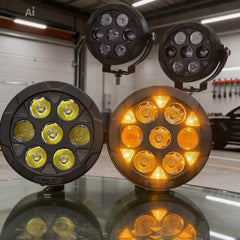 2 Pcs Set HJG 5 SMD Floodlight 2 Len Projector 100 Watt Cree SMD With Yellow DRL And Harness Wiring Bar Light