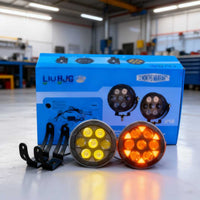 2 Pcs Set HJG 5 SMD Floodlight 2 Len Projector 100 Watt Cree SMD With Yellow DRL And Harness Wiring Bar Light