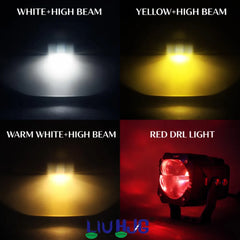 2 Pcs Set HJG King Kong 120W Dual Lens Projector Foglight with Ultra Wide Dual Intensity LED White/Yellow
