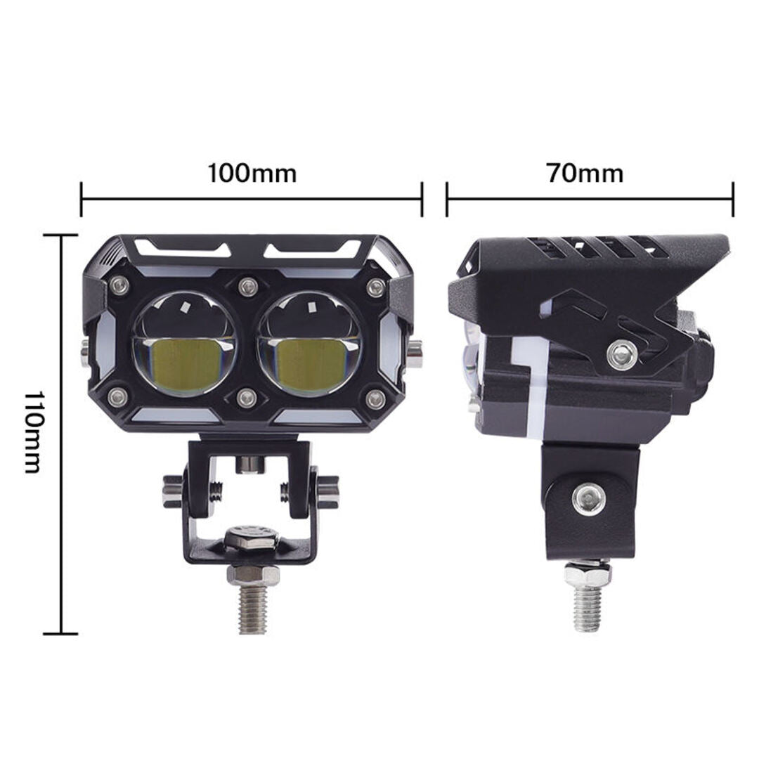 2 Pcs Set MOTO LED Premium Series 2 Lens Led Light With DRL And On/Off Relay Wiring For Motorcycle And Cars