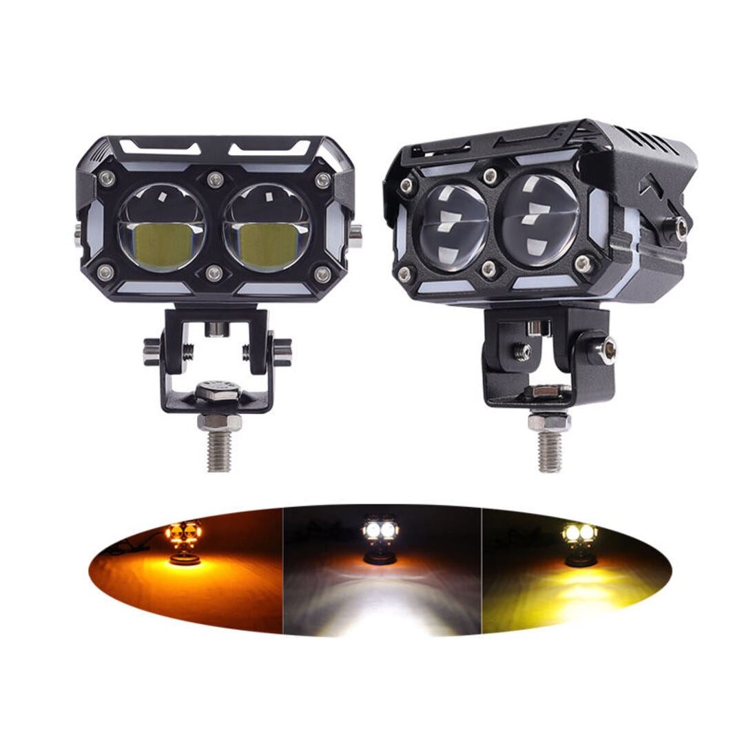 2 Pcs Set MOTO LED Premium Series 2 Lens Led Light With DRL And On/Off Relay Wiring For Motorcycle And Cars