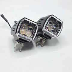 2 Pcs Set MOTO LED Premium Series 4 Lens Led Light With DRL And On/Off Relay Wiring For Motorcycle And Cars