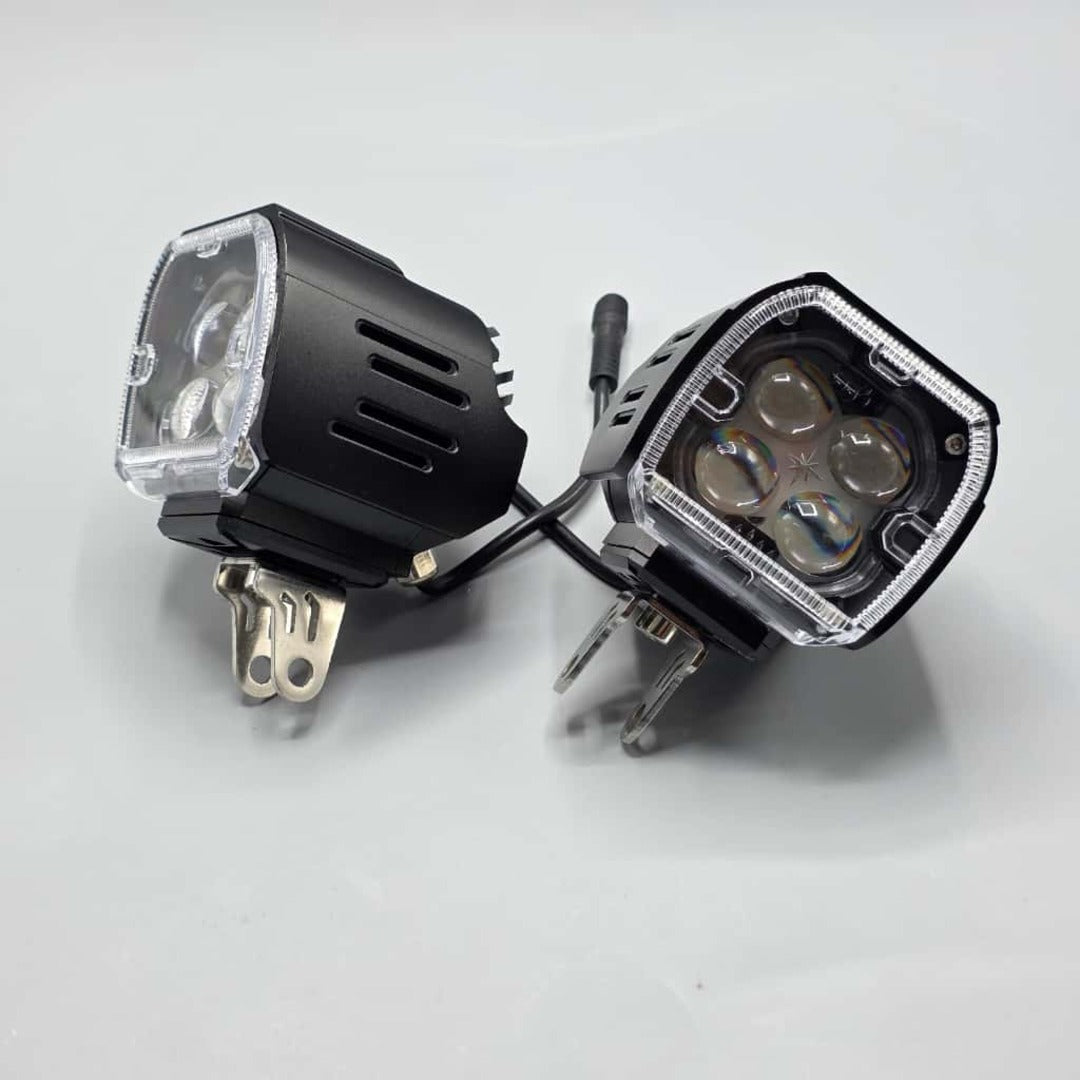 2 Pcs Set MOTO LED Premium Series 4 Lens Led Light With DRL And On/Off Relay Wiring For Motorcycle And Cars