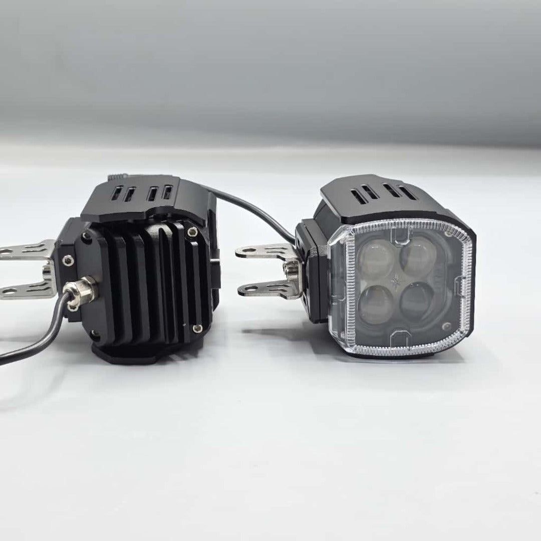2 Pcs Set MOTO LED Premium Series 4 Lens Led Light With DRL And On/Off Relay Wiring For Motorcycle And Cars