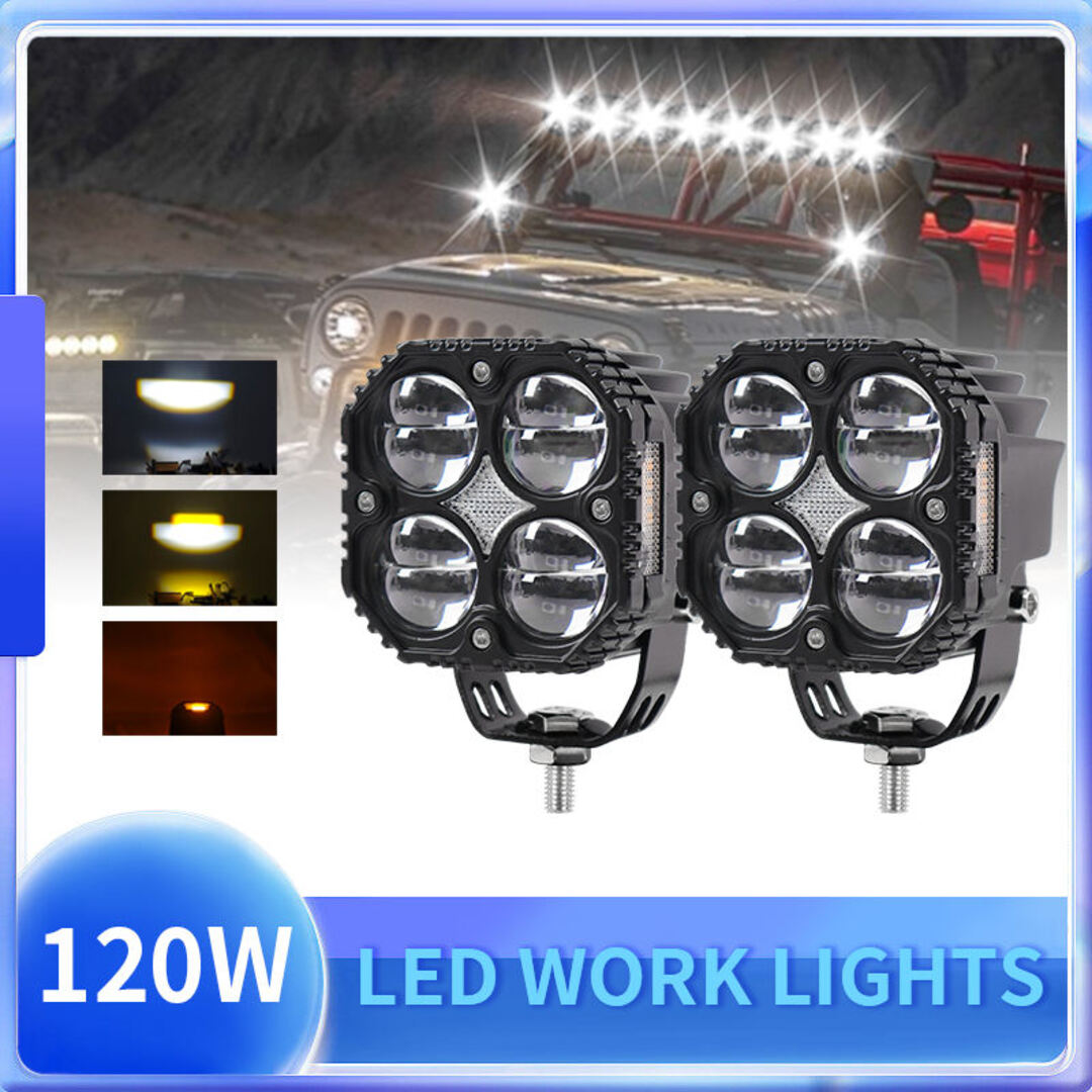 2 Pcs Set MOTO LED Premium Series Quad Lens Led Light With DRL And On/Off Relay Wiring For Motorcycle And Cars