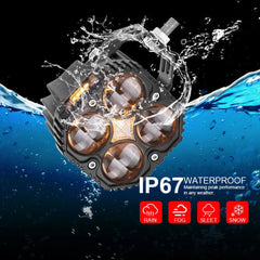2 Pcs Set MOTO LED Premium Series Quad Lens Led Light With DRL And On/Off Relay Wiring For Motorcycle And Cars