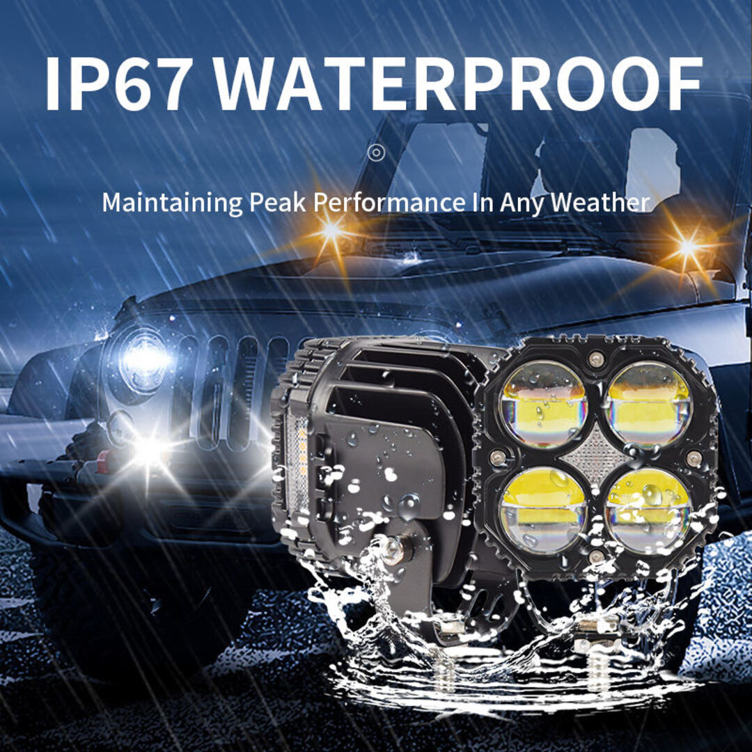 2 Pcs Set MOTO LED Premium Series Quad Lens Led Light With DRL And On/Off Relay Wiring For Motorcycle And Cars