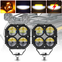 2 Pcs Set MOTO LED Premium Series Quad Lens Led Light With DRL And On/Off Relay Wiring For Motorcycle And Cars