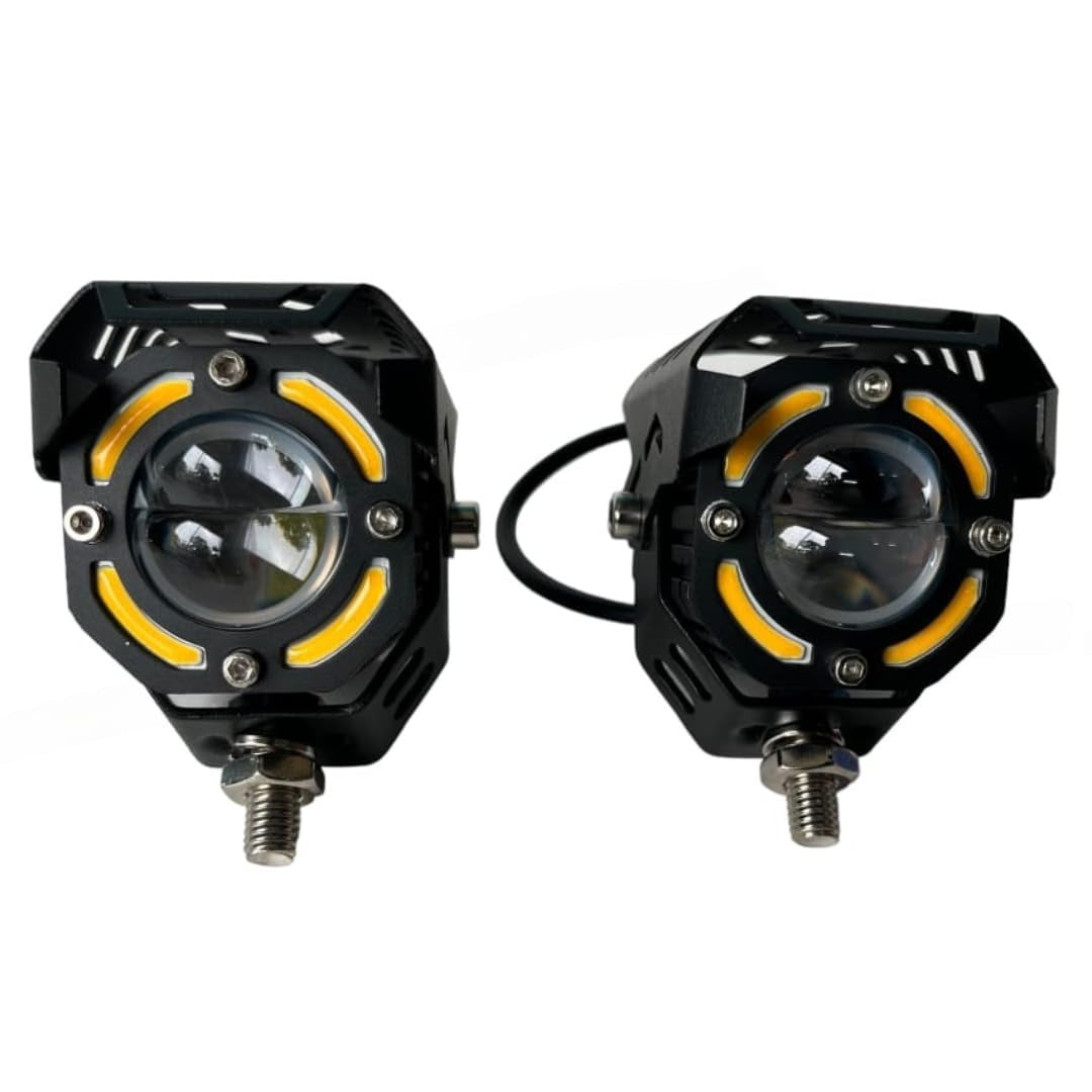 2 Pcs Set MOTO LED Premium Series Single Lens Led Light With DRL And On/Off Relay Wiring For Motorcycle And Cars