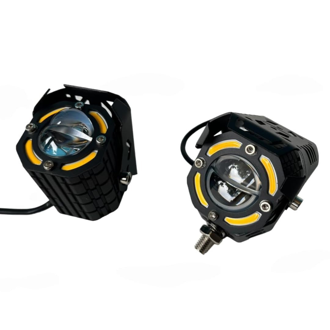 2 Pcs Set MOTO LED Premium Series Single Lens Led Light With DRL And On/Off Relay Wiring For Motorcycle And Cars