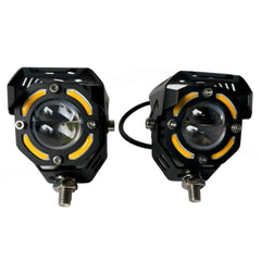 2 Pcs Set MOTO LED Premium Series Single Lens Led Light With DRL And On/Off Relay Wiring For Motorcycle And Cars